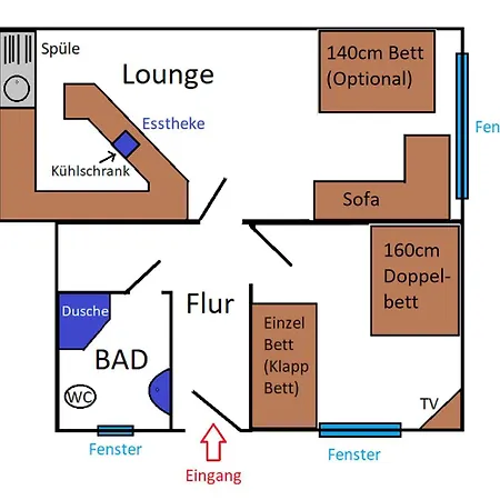 Appartement 2 Zimmer, Bad Ohne Kueche
